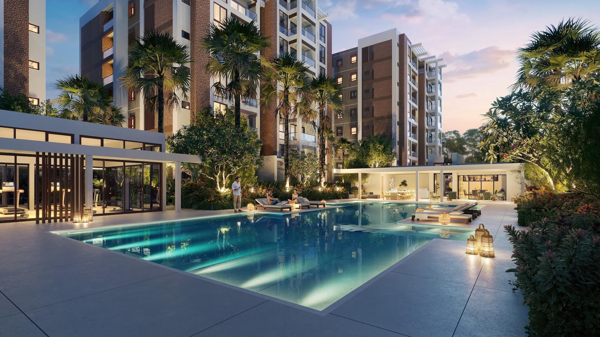 Resort-style swimming pool at Central Park Trianon